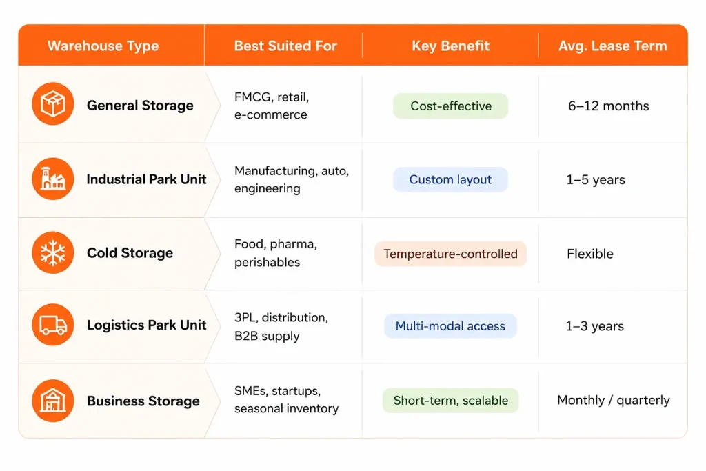 comparison table warehouse